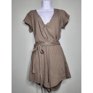 Free People Short Sleeve Romper Olive Green Shorts Beach Vacation Boho M